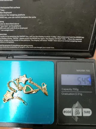 Pulsera Oro 18K Corazón y Estrellas