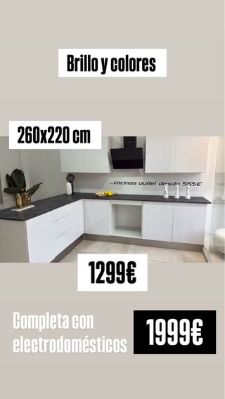 Cocina modular blanca 260 cm