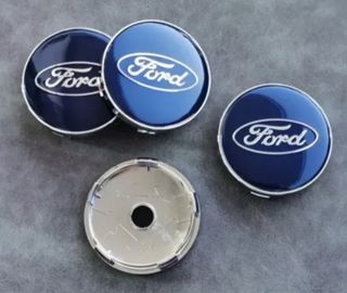 4x Tapabujes llantas Centro Roda Ford 60mm Azul