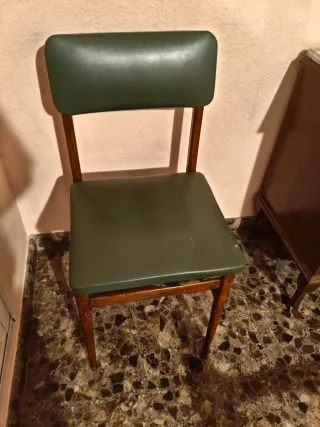 Pareja sillas Vintage de madera y piel