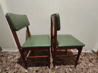Pareja sillas Vintage de madera y piel