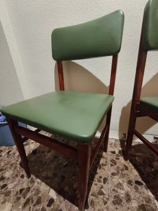 Pareja sillas Vintage de madera y piel