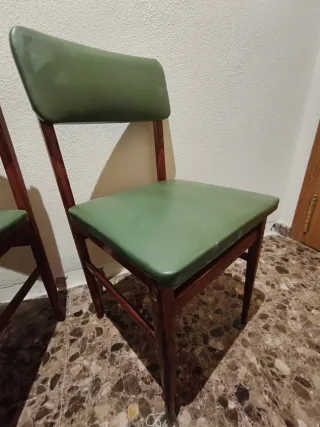Pareja sillas Vintage de madera y piel