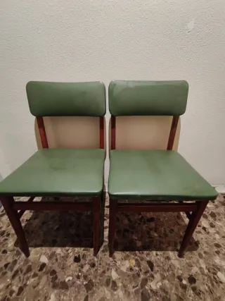 Pareja sillas Vintage de madera y piel
