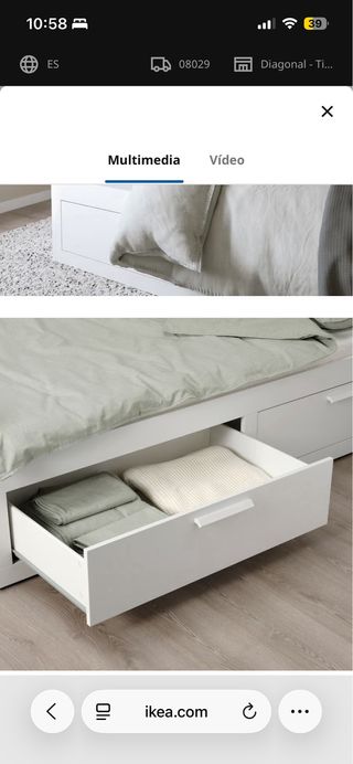 Cama Diván Brimnes con Almacenamiento