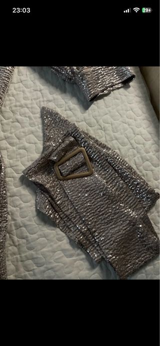 Vestido plateado mujer