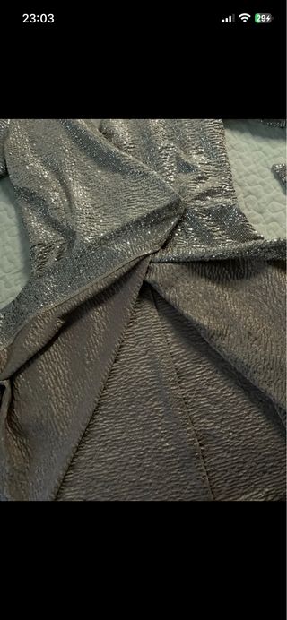 Vestido plateado mujer