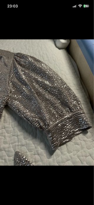 Vestido plateado mujer