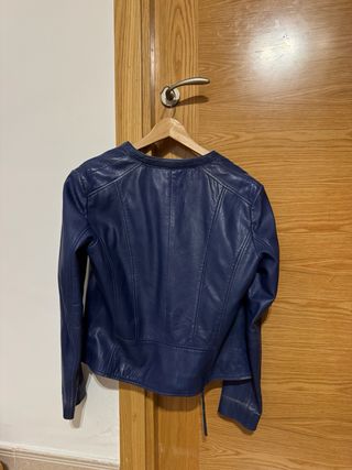 Chaqueta cuero Mango azul talla L