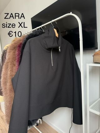 Sudadera Zara XL cremallera cuello alto