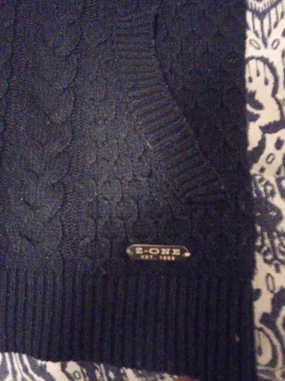 Jersey lana grueso azul marino con bolsillos later