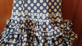 Traje Flamenca Lunares Azul y Blanco