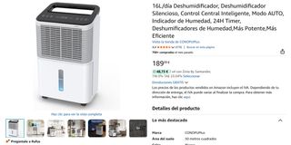 16L/día Deshumidificador Modo AUTO Silencioso