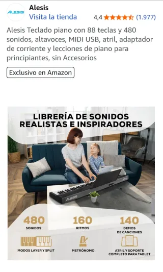 Teclado de piano nuevo a estrenar