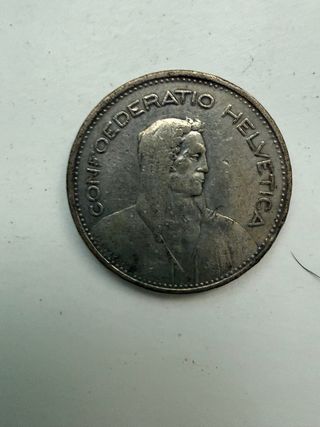 Moneda 5 Francos Suizos 1932 Plata