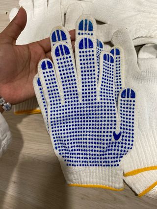4 pares Guantes de trabajo con puntos azules