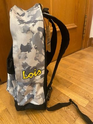 Mochila Lois Camuflaje Gris Negra Nueva