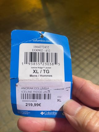 Anorak plumífero Columbia azul y verde