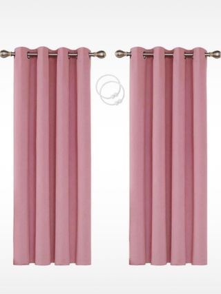 Cortinas Rosas Poliéster con Ojales