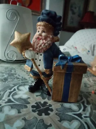 Figura cerámica Navidad Papá Noel estrella