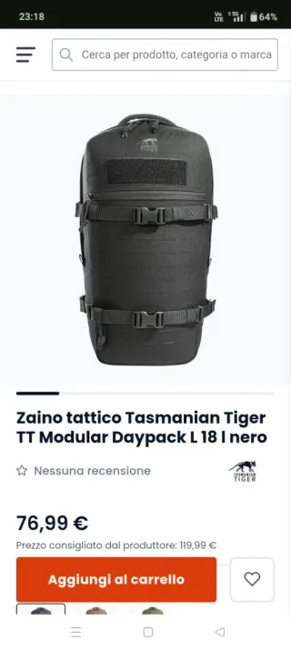 Zaino Tasmanian Tiger TT Modular Daypack 18L Nero