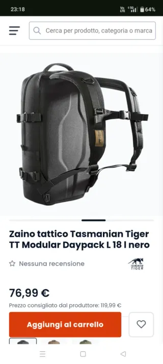 Zaino Tasmanian Tiger TT Modular Daypack 18L Nero