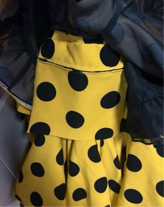 Traje de Flamenca Amarillo Lunares Negros
