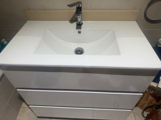 Lavabo con espejo y grifo, 3 cajones