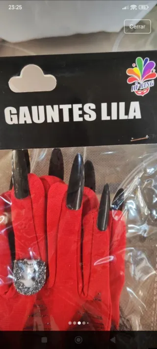 Guantes de disfraz rojos con araña
