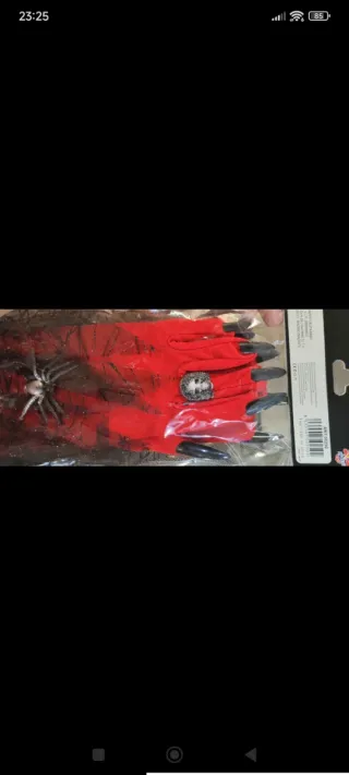 Guantes de disfraz rojos con araña