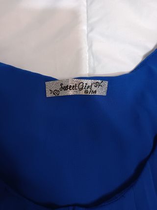 Vestido Fiesta Azul Eléctrico Plisado Talla S/M