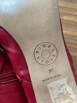 BOTINES BIMBA Y LOLA! 37 PIEL ROJO TACONES CUERO