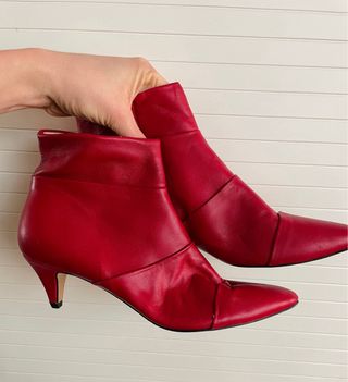 BOTINES BIMBA Y LOLA! 37 PIEL ROJO TACONES CUERO