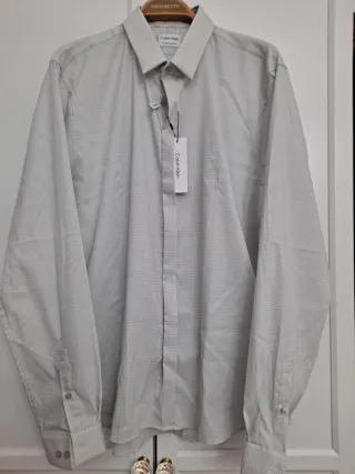 Camisa Calvin Klein Gris y Blanca Hombre