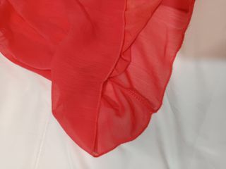 Vestido Rojo Gasa Manga Larga Fiesta Detalle Oro