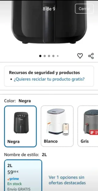 Freidora Aire Cosori 2L Nueva