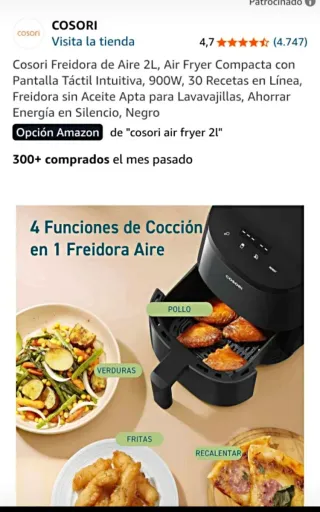 Freidora Aire Cosori 2L Nueva