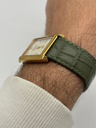 Seiko Tank Unisex Vintage Oro y Verde Nuevo