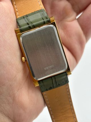 Seiko Tank Unisex Vintage Oro y Verde Nuevo