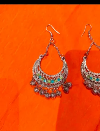 Pendientes s Mango Plateados y Verdes