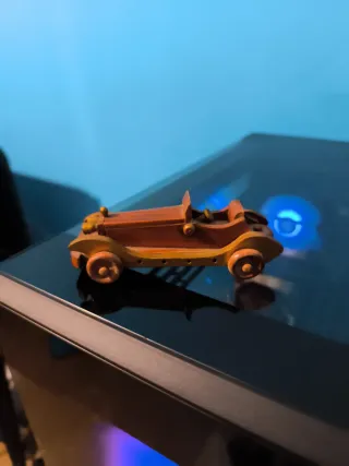 Coche Madera Antiguo Ruedas Giratorias