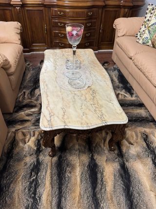 Tavolo da centro in marmo e legno