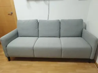 Sofá 3 plazas gris tela
