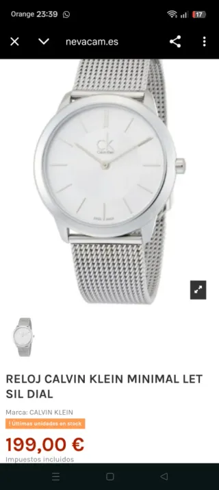 Reloj Calvin Klein Acero Mujer