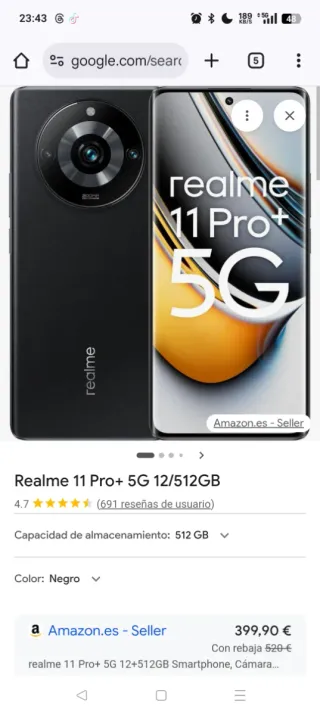 Realme 11 Pro+ 5G 512GB Negro