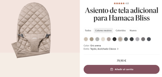 Hamaca Babybjörn + 2 fundas de tela (gris y beige)