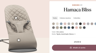 Hamaca Babybjörn + 2 fundas de tela (gris y beige)