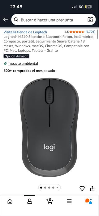 Ratón Logitech M240 Bluetooth Gris