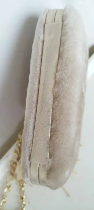 Borsa Alex.Max beige con frange e catena oro