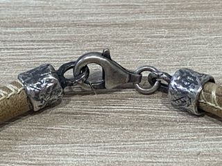 Pulsera Plata de Palo de cuero beige